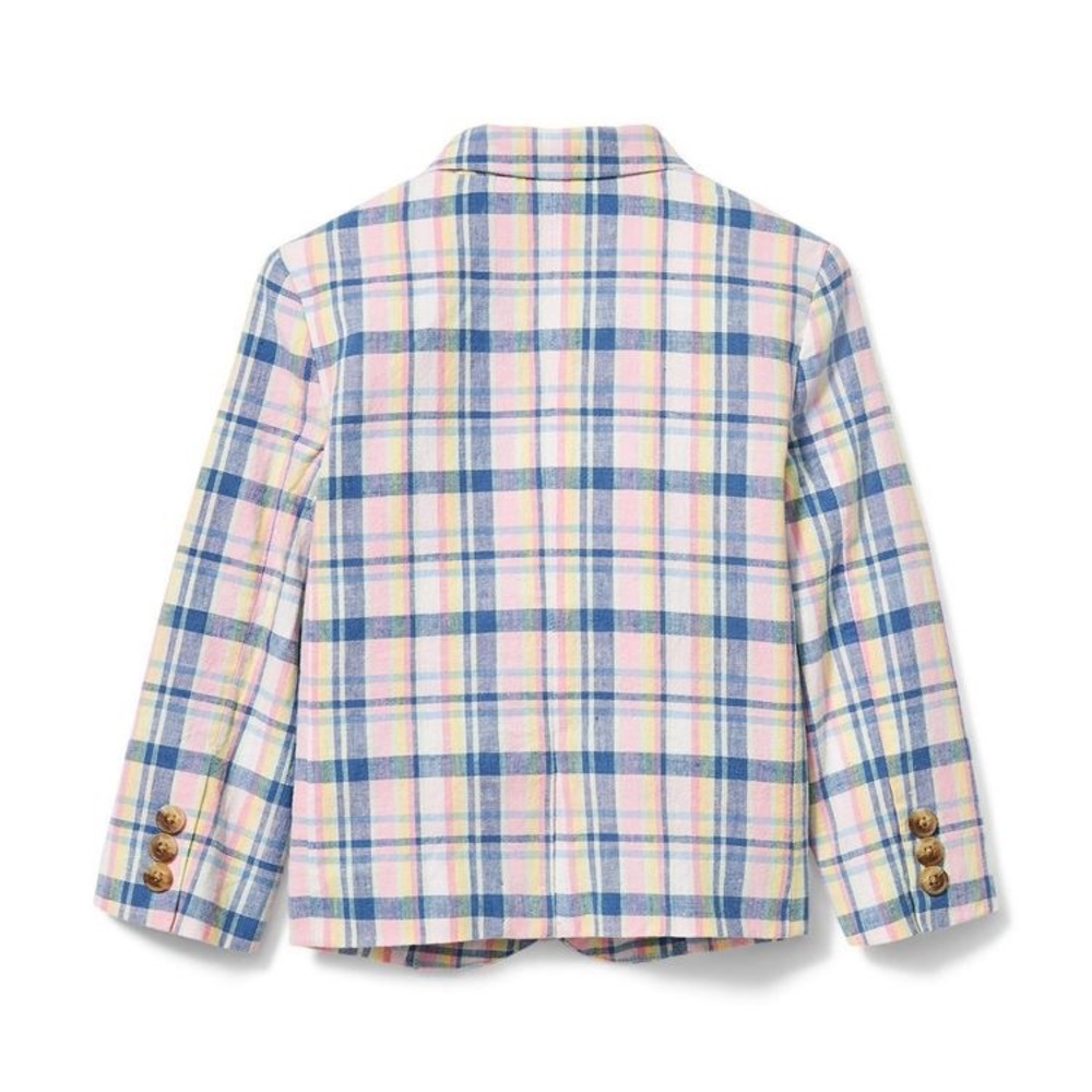 Janie and Jack Blue and Pink Plaid Linen Blazer - NWT - Picture 3 of 9
